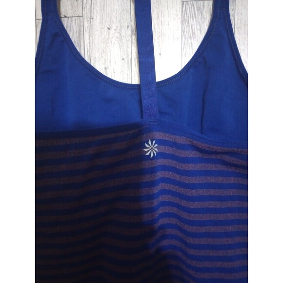 ATHLETA Tank Top‎ Racerback Activewear Built In Bra Blue Stripe Size Medium - Picture 4 of 5
